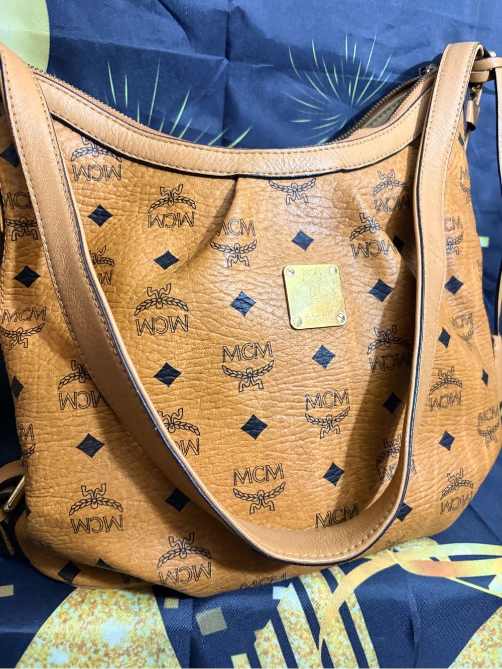 MCM Cognac Visetos Logo Hobo Shoulder Bag - Picture 5 of 12